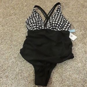 *NWT* Black and White Plaid One Piece Swimsuit